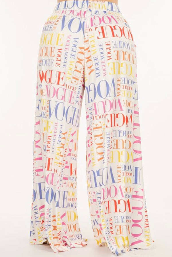 White Vogue Multi Print Pants