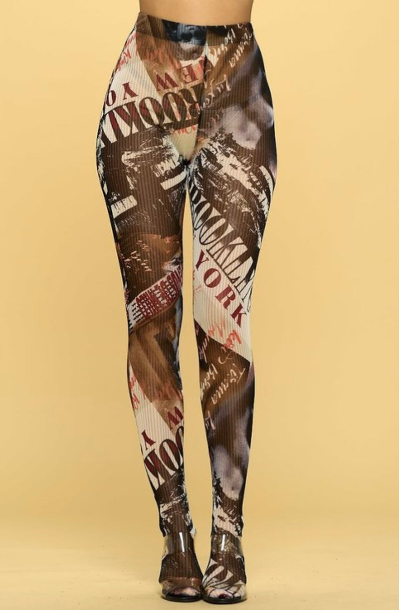 Brown Mesh Legging